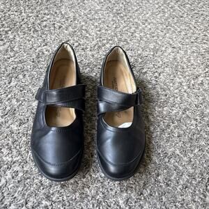 Hartjes Womens Double Strap Ballerina Mary Janes Black Leather US 8.5 UK 6.5